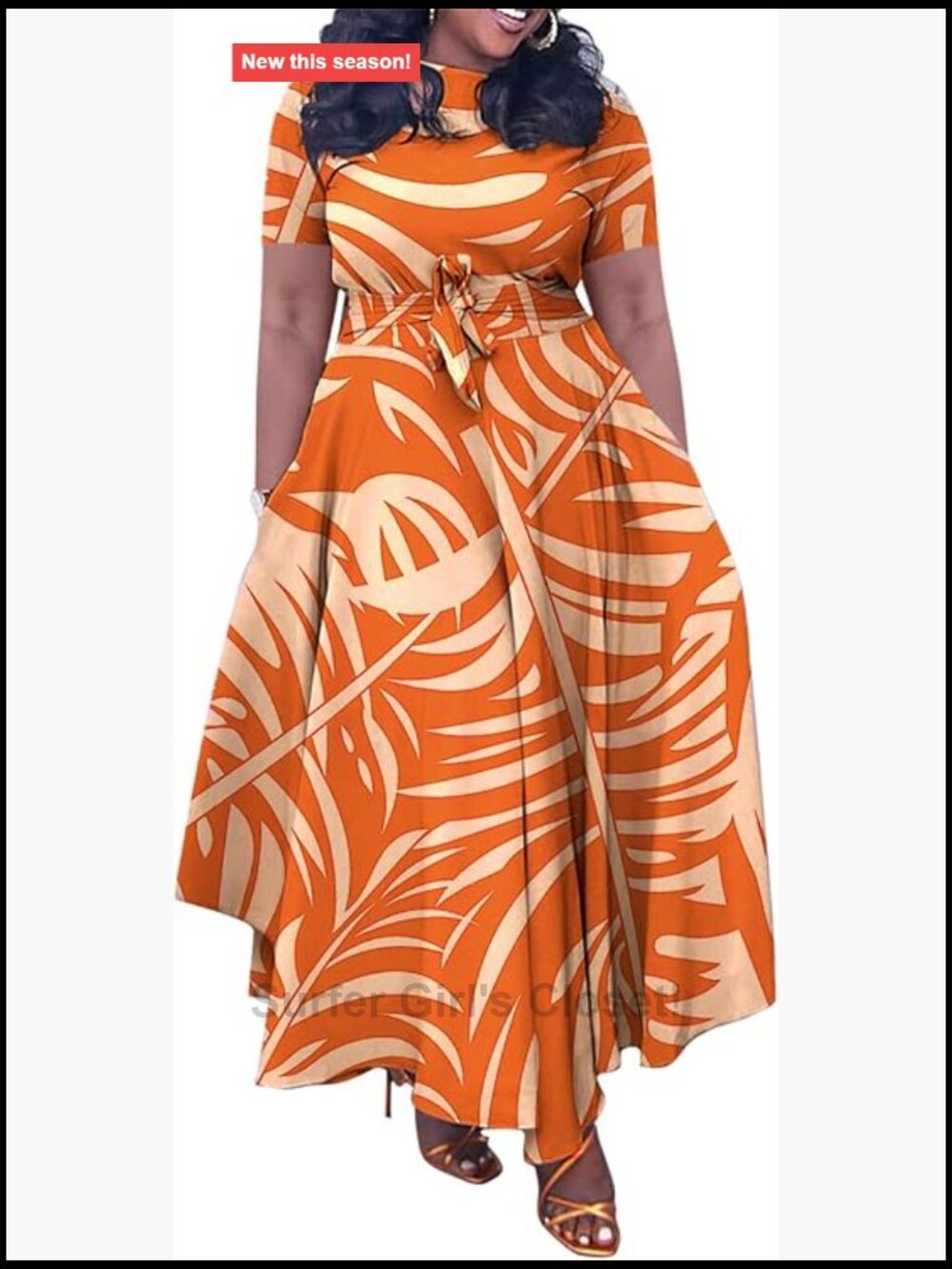 Plus Size Flowy Ruffle Maxi Dress with Belt